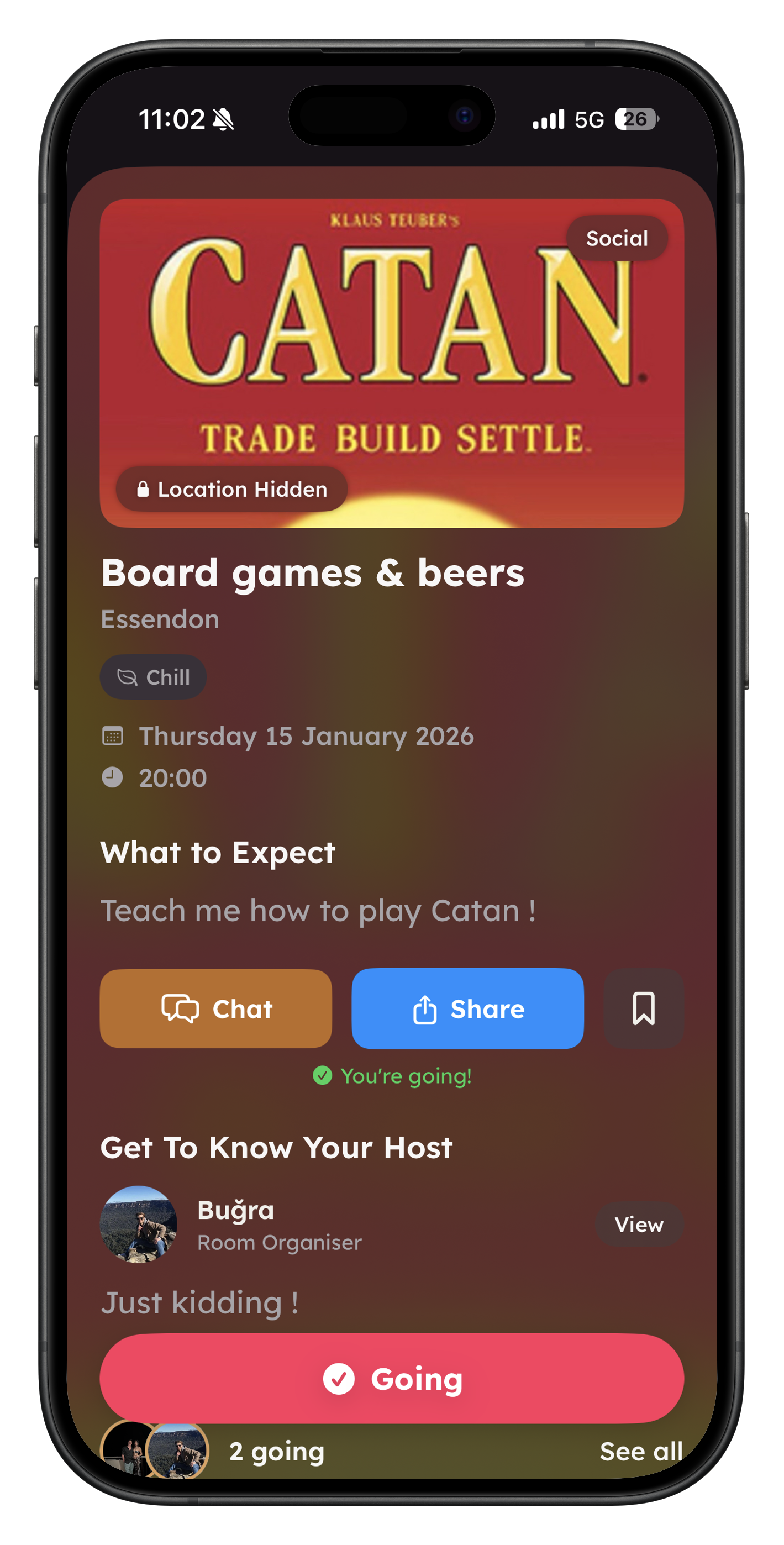 Eventi Connect screen